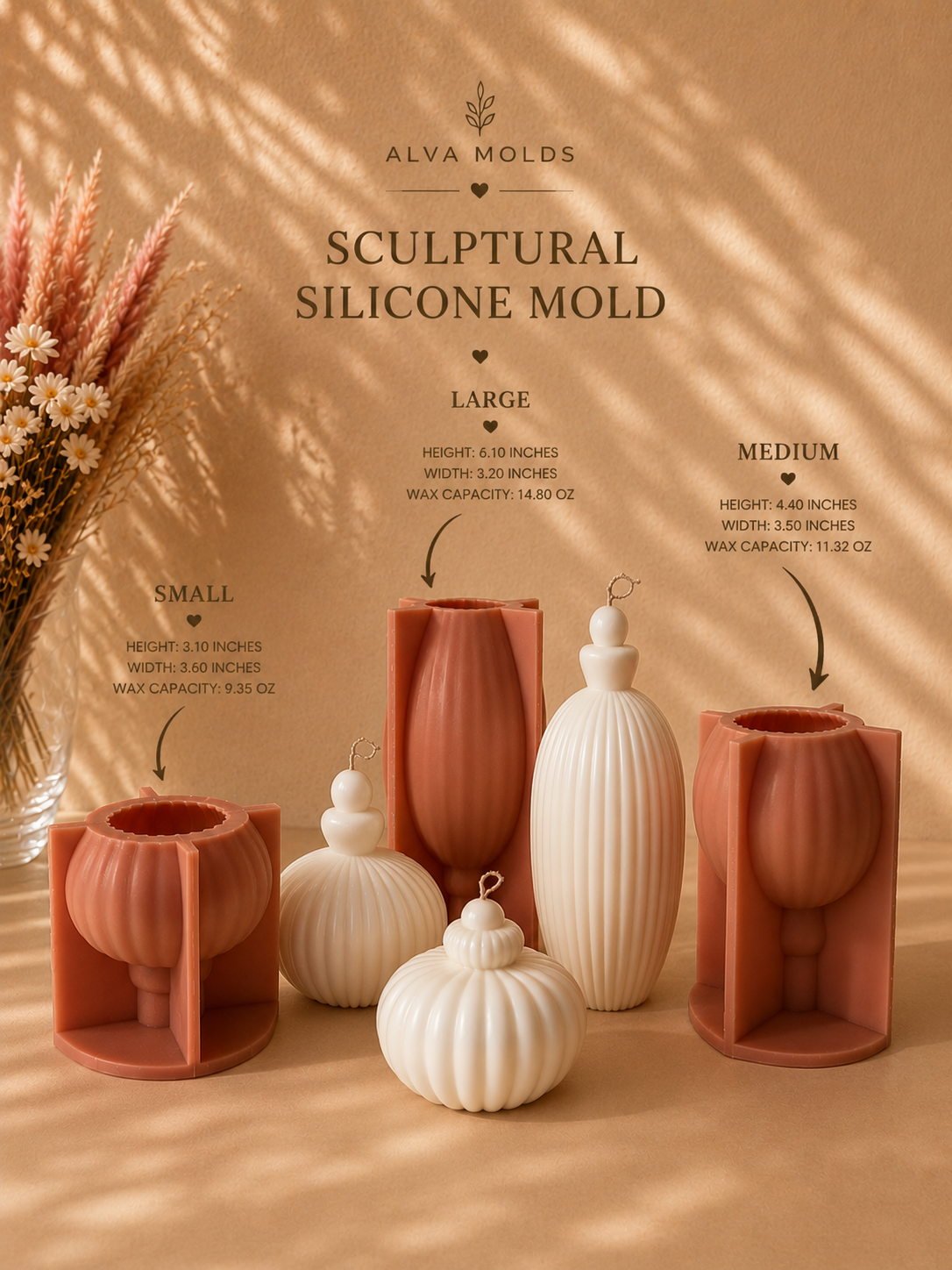 Small Sculptural Silicone Mold for Candle Making