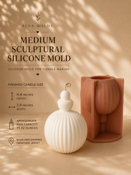 Medium Sculptural Silicone Mold for Candle Making