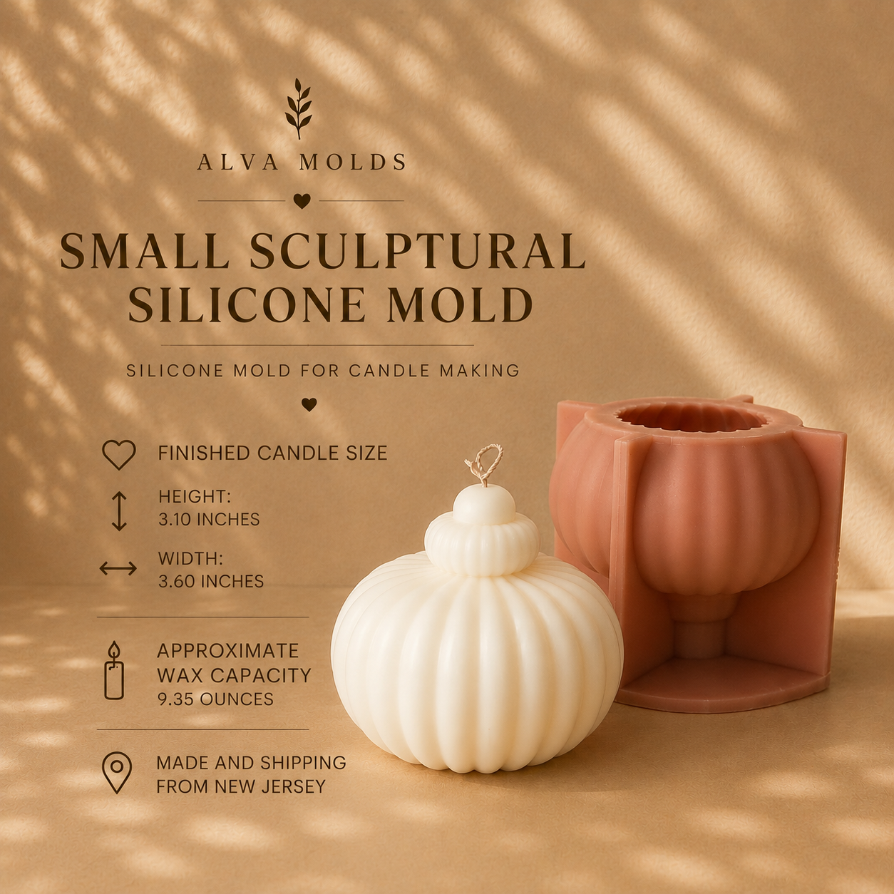 Small Sculptural Silicone Mold for Candle Making